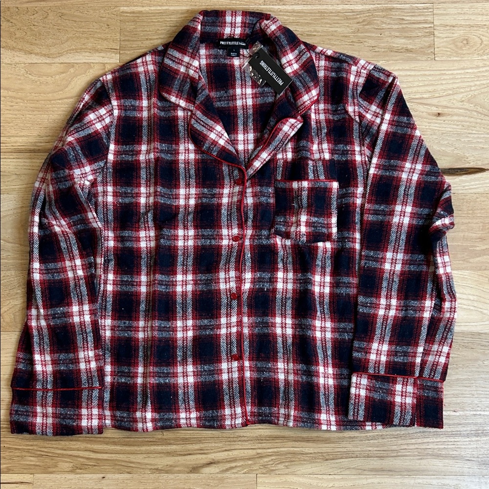 NWT pretty little thing thick flannel pj top size large